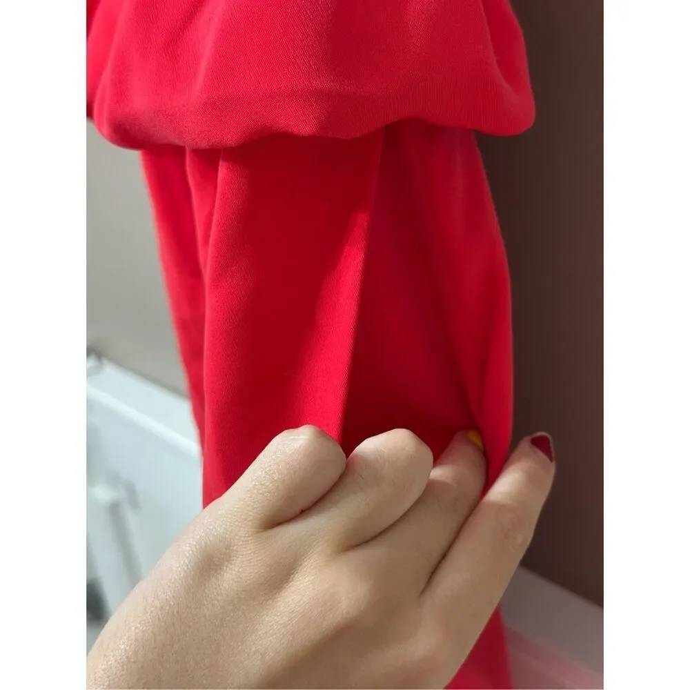 NWT Maje Paris Framboise Glue Red Peplum Sheath Women's Dress Large - Picture 4 of 13